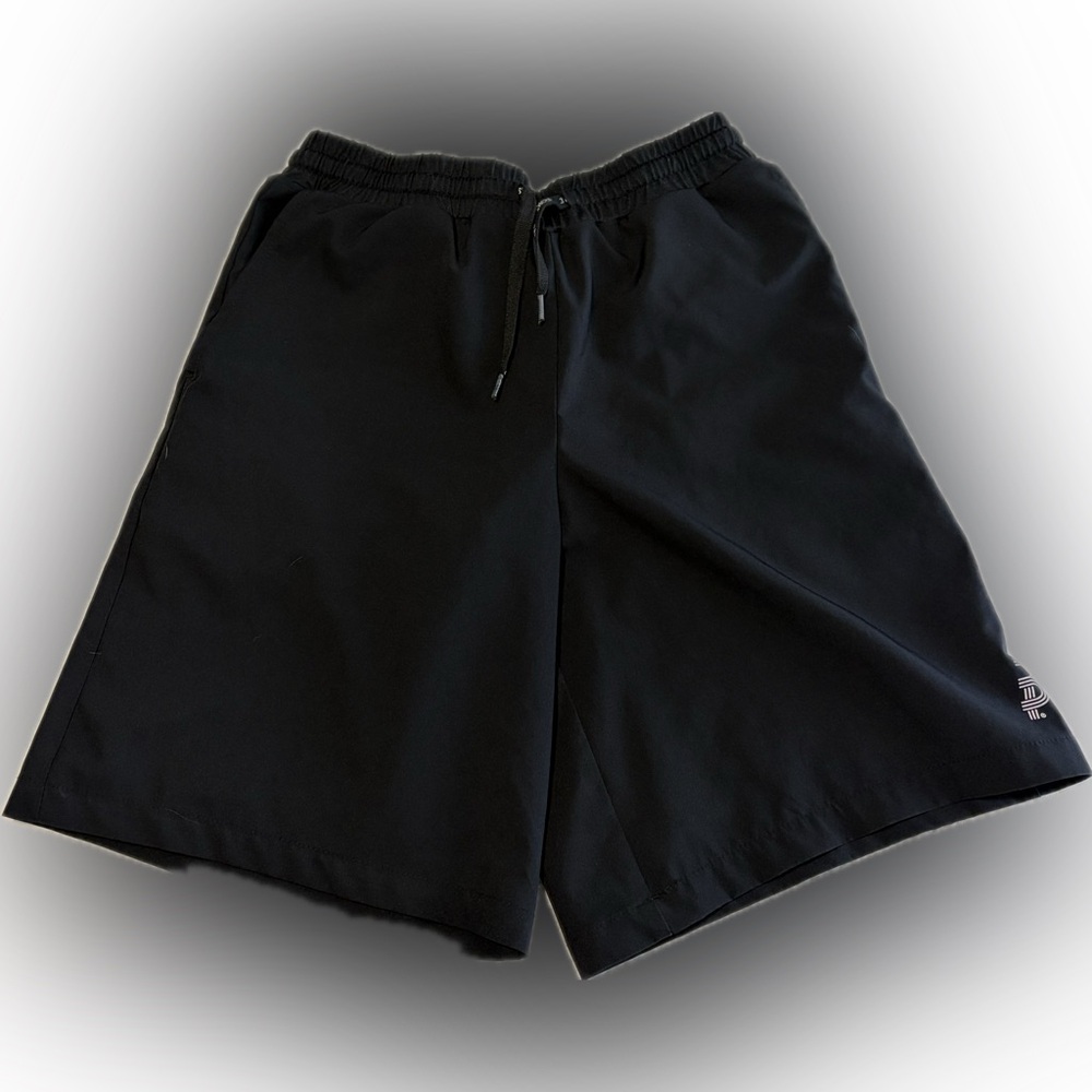 Black Athletic Drawstring Shorts with compression under